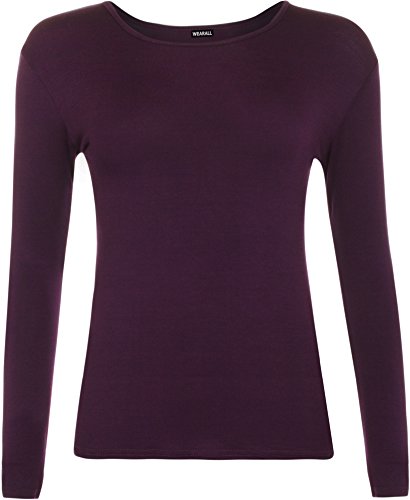 WearAll - Damen T-Shirt Langarm Top - Violett - 36-38 von WearAll