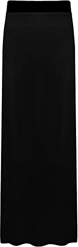 WearAll - Damen Übergröße Elastisch Stretch Maxi Rock in Voller Länge - Schwarz - 44-46 von WearAll