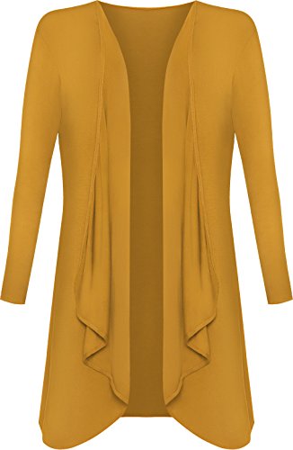 WearAll - Damen Übergröße Lange Wasserfall Cardigan Top - Senf - 48-50 von WearAll