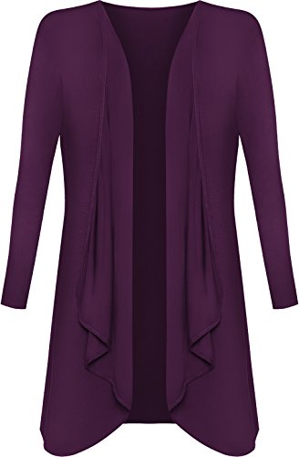 WearAll - Damen Übergröße Lange Wasserfall Cardigan Top - Violett - 48-50 von WearAll