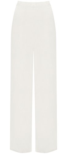 WearAll - Damen Übergröße Palazzo weitem Bein Schlaghosen Gummizug - Creme - 52 bis 54 von WearAll