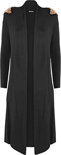 WearAll - Damen Übergröße Spike Wasserfall offene Cardigan Langarm Top - Schwarz - 44-46 von WearAll