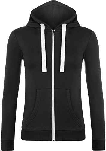 WearAll - Damen Übergroße Kapuzen reißverschluss Langarm Top - Schwarz - 54-56 von WearAll