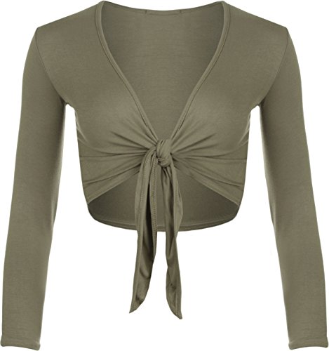 WearAll - Neu Damen Achselzucken Binden Langarm Top - Khaki - 40-42 von WearAll