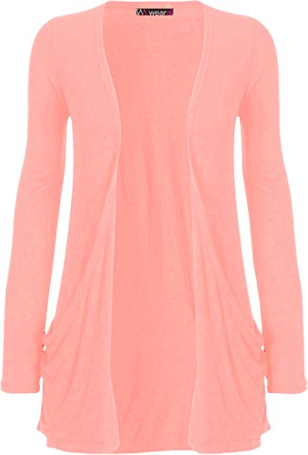 WearAll Neu Damen Langarm Freund Boyfriend Style Strickjacke Cardigan Top - Rosa - 40-42 von WearAll