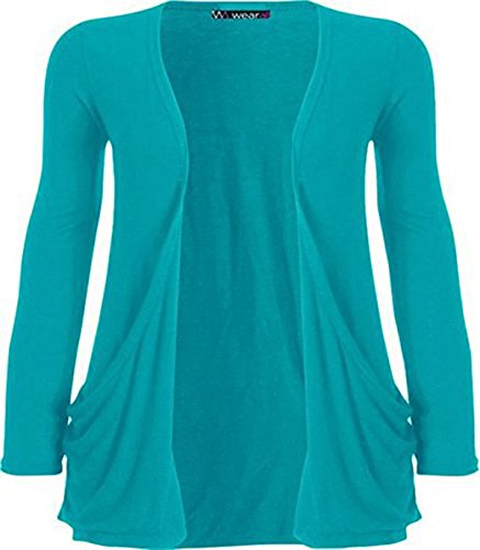 WearAll Neu Damen Langarm Freund Boyfriend Style Strickjacke Cardigan Top - Türkis - 36-38 von WearAll