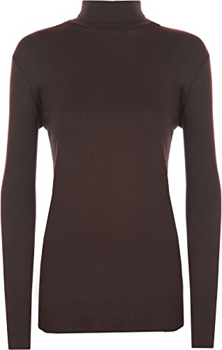 WearAll - Neu Damen Rollkragen Elastisch Langarm Top Jumper - Braun - 36-38 von WearAll