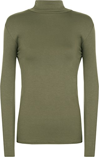 WearAll - Neu Damen Rollkragen Elastisch Langarm Top Jumper - Khaki - 36-38 von WearAll