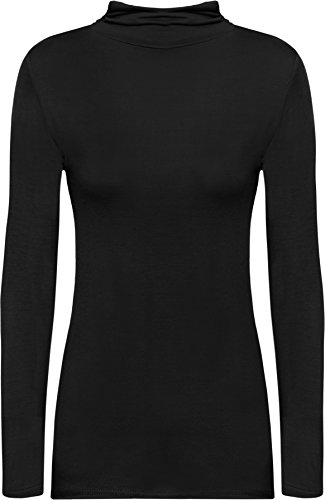 WearAll - Neu Damen Rollkragen Langarm Elastisch Schmucklos Top Pullover - Schwarz - 36/38 von WearAll