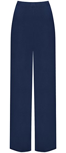 WearAll - Übergröße Damen Palazzo Weite Bein Hosen - Marineblau - 44-46 von WearAll