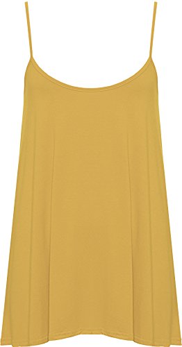 WearAll - Übergröße Damen Riemchen Ärmellos Swing Vest Top - Senf - 48-50 von WearAll