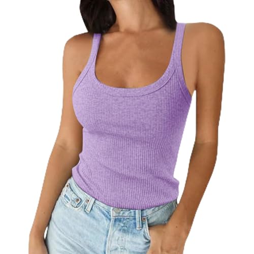 Weardear Unterhemden Damen Tank Top Sommer Cami Oberteile Ärmellos U-Ausschnitt Shirt Tops Mieder mit schmaler Passform, Helllila, M Weardear Unterhemden Damen Tank Top Sommer Cami Oberteile Ärmellos U-Ausschnitt Shirt Tops Mieder mit schmaler Passform, Helllila, M von Weardear