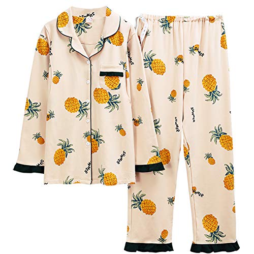 Webuyii Schwangerschafts-Pyjama-Set, Baumwolle, Button-Down-Still-Nachtwäsche, weiches Krankenhaus, Schwangerschaft und Still-Pyjama-Set, Ananas, Medium von Webuyii