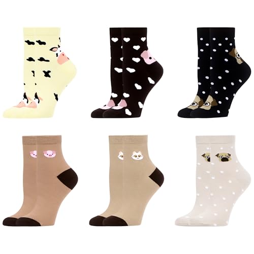WeciBor Damen Gemustert Lustige Bunte Quarter Socken, 6 Paar Mehrfarbig Tier Polka Dot WeciBor Damen Gemustert Lustige Bunte Quarter Socken, 6 Paar Mehrfarbig Tier Polka Dot von WeciBor