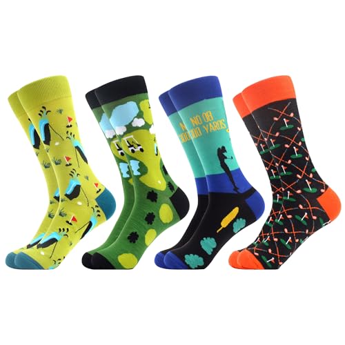 WeciBor Herren Lustige Bunte Socken mit Motiv, 4 Paar Mehrfarbig Golf, Größe 47-50 WeciBor Herren Lustige Bunte Socken mit Motiv, 4 Paar Mehrfarbig Golf, Größe 47-50 von WeciBor