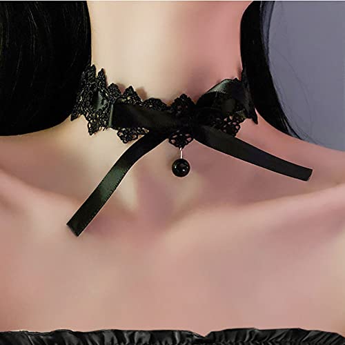 Wedity Schwarz Sexy Spitze Schleife Choker Halskette Halsband Halskette Schmuck Verstellbar für Frauen und Mädchen von Wedity