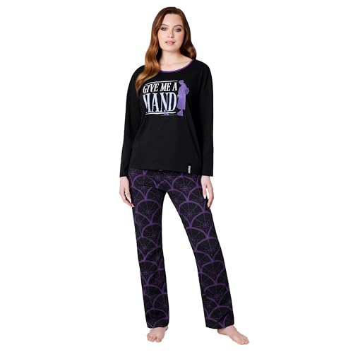 Wednesday Schlafanzug Damen Lang Baumwolle Pyjama Damen und Teenager Lounge Set Damen S - XL - Geschenke für Frauen (Schwarz Händchen, L) von Wednesday