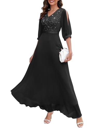 Wedtrend Abendkleid Damen Festlich Elegant Abendkleid Damen Lang Halber Ärmel Kleid Lang Abendkleid Elegant für Hochzeit WT0317 Black S Wedtrend Abendkleid Damen Festlich Elegant Abendkleid Damen Lang Halber Ärmel Kleid Lang Abendkleid Elegant für Hochzeit WT0317 Black S von Wedtrend