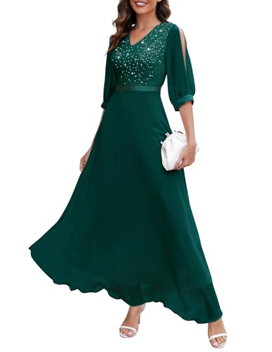 Wedtrend Abendkleider für Damen Abschlusskleid Abendkleid Lang mit Halber Ärmeln Boho Blush Kleid Spitzen Maxi Kleid Damen WT0317 DarkGreen XS Wedtrend Abendkleider für Damen Abschlusskleid Abendkleid Lang mit Halber Ärmeln Boho Blush Kleid Spitzen Maxi Kleid Damen WT0317 DarkGreen XS von Wedtrend