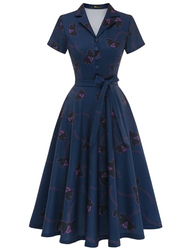 Wedtrend Cocktailkleid Damen Midilang Elegant Wellenpunkt Vintage Kleider Kleid im Audrey Hepburn Stil WTP30001 NavyBlackFloral 2XL Wedtrend Cocktailkleid Damen Midilang Elegant Wellenpunkt Vintage Kleider Kleid im Audrey Hepburn Stil WTP30001 NavyBlackFloral 2XL von Wedtrend