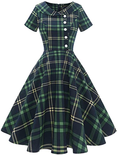 Wedtrend Damen 50er Jahre Kleid Vintage Cocktailkleid Rockabilly Abschlussballkleid mit Peter Pan Kragen A-Linien Cocktailkleid Damen WTP20007 GreenYellowPlaids XS Wedtrend Damen 50er Jahre Kleid Vintage Cocktailkleid Rockabilly Abschlussballkleid mit Peter Pan Kragen A-Linien Cocktailkleid Damen WTP20007 GreenYellowPlaids XS von Wedtrend