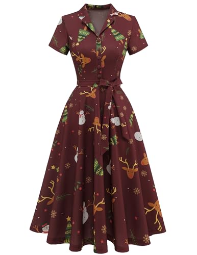 Wedtrend Petticoat Kleid Damen Rockabilly Kleider Damen Elegant Abendkleid Midi mit Ärmeln Kleid Informell Freizeitkleid WTP30001 BurgundyChristmasDeer S Wedtrend Petticoat Kleid Damen Rockabilly Kleider Damen Elegant Abendkleid Midi mit Ärmeln Kleid Informell Freizeitkleid WTP30001 BurgundyChristmasDeer S von Wedtrend