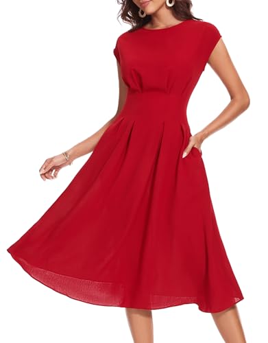Wedtrend Rockabilly Kleider Damen Elegant Abendkleid Festliche Kleider Cap Sleeves Midi Kleid Lang Rotes Kleid Abendkleid RWTP30012Red2XL Wedtrend Rockabilly Kleider Damen Elegant Abendkleid Festliche Kleider Cap Sleeves Midi Kleid Lang Rotes Kleid Abendkleid RWTP30012Red2XL von Wedtrend