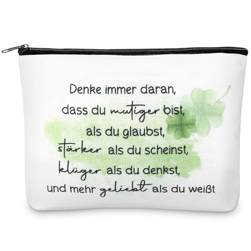 Weewooday Inspirierende Kosmetiktasche Vierblättrige Glück Schminktasche Aufmunterung Geschenk Dankeschön Kollegin Kulturtasche Tragbare Make up Tasche mit Reißverschluss für Freundin Damen Reisen von Weewooday