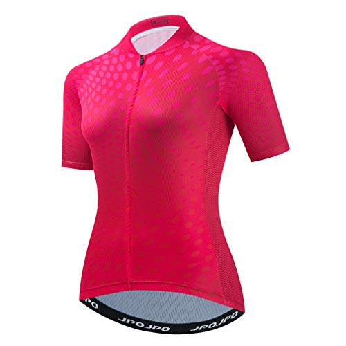 Damen Radtrikot Kurzarm Atmungsaktiv Fahrrad Shirt MTB Radfahren, rose, 3X-Groß von WeimoMonkey