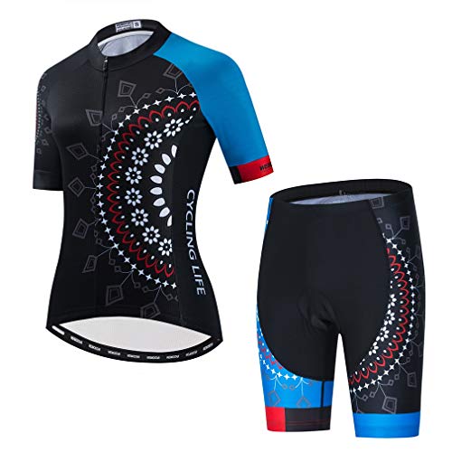 Damen Radtrikot Set Sommer Fahrradbekleidung Mountainbike Kleidung Radsport Set, Cf2302, XX-Large von WeimoMonkey