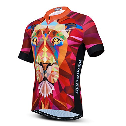 Radtrikot Herren Sommer Kurzarm Bike Jersey MTB Shirt Biking Tops, Tiger Red, Groß von WeimoMonkey