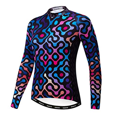 Radtrikot Langarm Damen Mountainbike Trikot Zip Shirts Rennrad Bekleidung Outdoor Sport Racing MTB Tops für Damen Damen Bouse Herbst Herbst Atmungsaktiv Schnelltrocknend Größe L von Weimostar