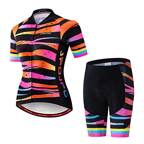 Weimostar Damen Radsportbekleidung Kurzarm Bike Jersey Sets Trägerhose Sommer Radsport Sets Reflektierend von Weimostar