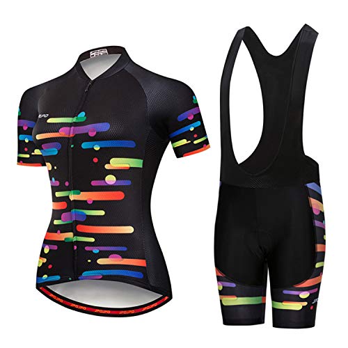 Weimostar Damen Radsportbekleidung Kurzarm Bike Jersey Sets Trägerhose Sommer Radsport Sets Reflektierend von Weimostar