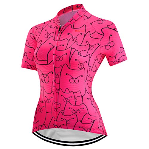 Weimostar Radtrikot Damen Fahrrad Trikot Reißverschluss Fahrrad Hemd Kurzarm Rennradbekleidung Pro Team Racing MTB Top für Damen Damen Racing Bergkleidung Sommer rot schwarz M. von Weimostar