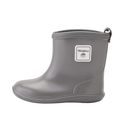 Weishuo Gummistiefel Kinder Wasserdichte Stiefel Regenschuhe für Kleinkinder Jungen Mädchen 1-8 Jahre, Herstellergröße 13, EU-Größe 20/21, Grau von Weishuo