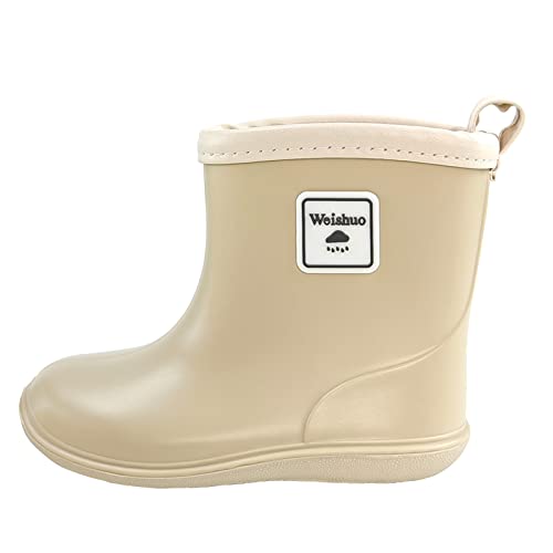 Weishuo Gummistiefel Kinder Wasserdichte Stiefel Regenschuhe für Kleinkinder Jungen Mädchen 1-8 Jahre, Herstellergröße 14, EU-Größe 22/23, Grauweiß von Weishuo