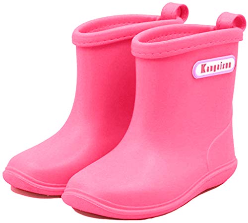 Gummistiefel Kinder für Jungen Mädchen Wasserdichte Rutschfeste Weiche PVC Regenstiefel Kleinkind, Herstellergröße 14, EU-Größe 22, Rosa von Weishuo