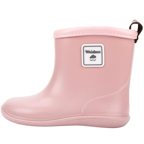 Weishuo Gummistiefel Kinder Wasserdichte Stiefel Regenschuhe für Kleinkinder Jungen Mädchen 1-8 Jahre, Herstellergröße 14, EU-Größe 22/23, Rosa von Weishuo