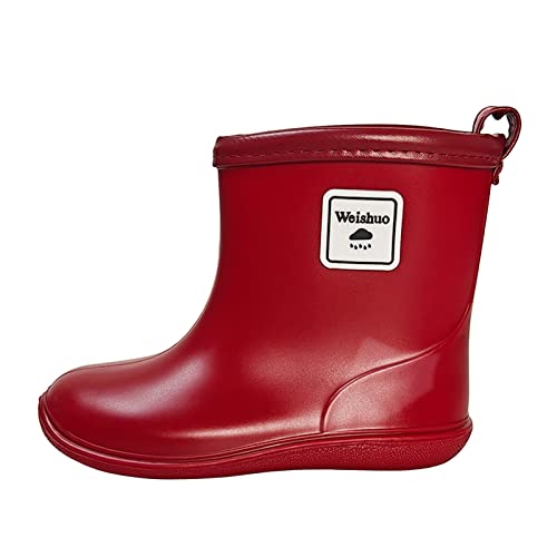 Weishuo Gummistiefel Kinder Wasserdichte Stiefel Regenschuhe für Kleinkinder Jungen Mädchen 1-8 Jahre, Herstellergröße 13, EU-Größe 19.5/20, Rot von Weishuo