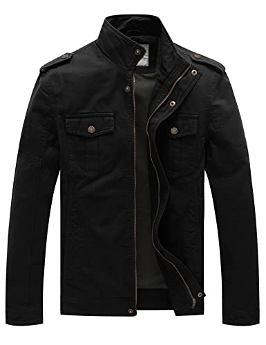 WenVen Herren Übergangsjacke Leichte Frühling Jacke Militär Jacken Übergang Kurz Sommerjacke Schwarz XL WenVen Herren Übergangsjacke Leichte Frühling Jacke Militär Jacken Übergang Kurz Sommerjacke Schwarz XL von WenVen