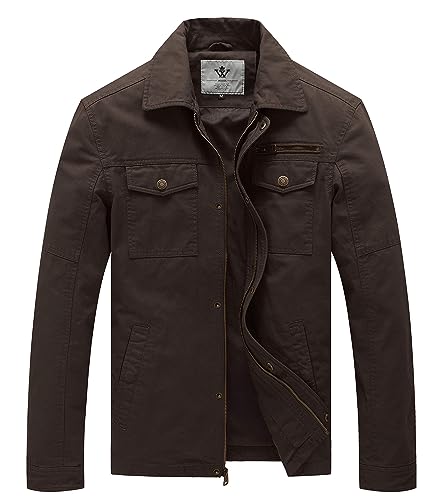 WenVen Herren Militärjacke Jacke Übergang Tactical Jacke Jacke Vintage Kurzjacke Jacke Büro Cotton Jacke Blouson Jacke Frühling Leicht Dunkelbraun L WenVen Herren Militärjacke Jacke Übergang Tactical Jacke Jacke Vintage Kurzjacke Jacke Büro Cotton Jacke Blouson Jacke Frühling Leicht Dunkelbraun L von WenVen