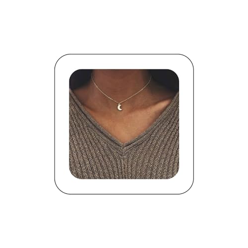 Wendalern Boho Mond Choker Halskette Gold Halbmond Anhänger Halsketten Winzige Mondkette Minimalistische Dünne Schlüsselbein Halskette Schmuck für Frauen und Mädchen von Wendalern