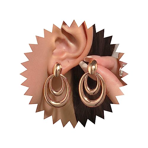 Wendalern Chunky Gold Hoop Earrings Vintage Hohlen Träne Baumeln Ohrringe Dicken Runden Kreis Tropfen Ohrringe Einfach Hypoallergene Reifen Ohrringe Schmuck Für Frauen Und Mädchen von Wendalern