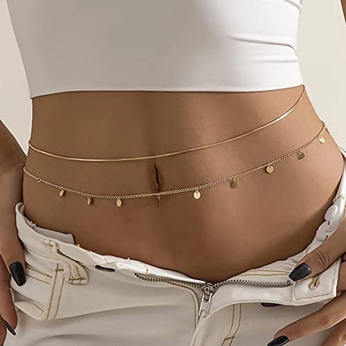 Wendalern Geschichtet Taille Kette Für Frauen Gold Pailletten Reize Bauch Kette Sexy Schlange Bikini Körper Kette Strand Runde Schlange Kette Taille Körper Gürtel Partei Prom Körper Zubehör Schmuck von Wendalern