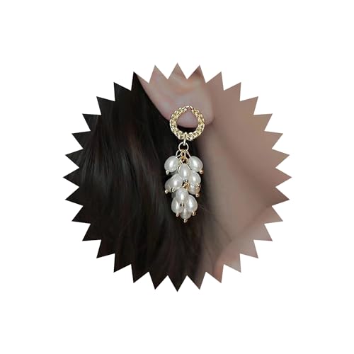 Wendalern Lange Perle Tropfen Quaste Ohrringe Barock Perle Cluster Ohrringe Faux Perle Aussage Ohrringe Gold Weizen Reifen Perle Baumeln Ohrringe Hochzeit Brautschmuck Für Frauen Mädchen von Wendalern