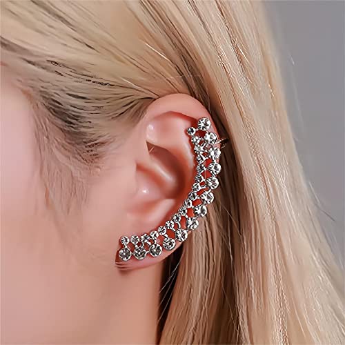 Wendalern Ohrclip Ohrring Kubischer Zirkonia Strass Doppelreihiger Ohrstecker Krabbler Ohrring Glitzernder Cz Cluster Ohrstecker Wickelohrring Ohrstecker Ohrstecker Ohrstecker Schmuck Für Damen von Wendalern