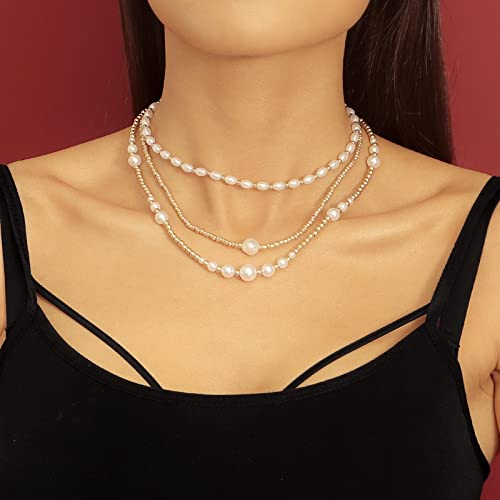 Wendalern Perlenhalskette Barock Perlenstrang Choker Halskette Perlenkette Perlenhalskette Vintage Perlenimitat Perlen Clavicle Halskette Schmuck Für Frauen Mädchen von Wendalern