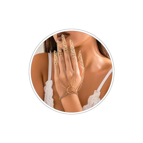 Wendalern Punk Finger Kralle Kette Armband Lang Finger Tip Ring Armband Gold Hand Kette Armband Mit Fingernagel Kralle Vintage Sklave Hand Harness Armband Modeschmuck Für Frauen Und Mädchen von Wendalern