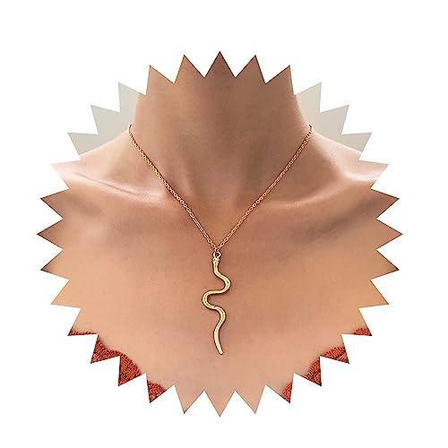 Wendalern Punk Gold Schlange Halskette Einfache Schlangenkette Kette Vintage Tier Schlange Anhänger Halskette Lange Schlange Coole Halskette Halloween Modeschmuck Für Frauen Und Mädchen von Wendalern